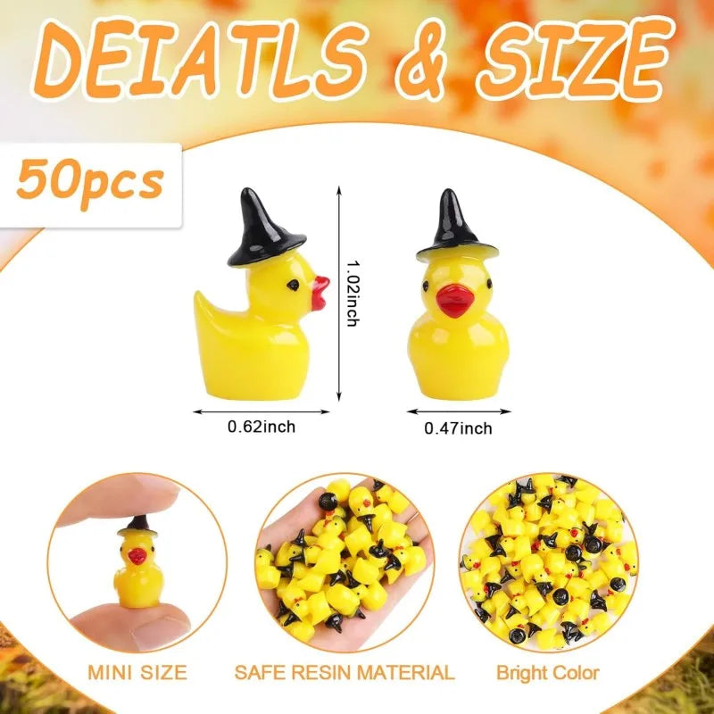 Mini Resin Witch Ducks – Tiny Figurines for Fairy Garden Dollhouse Decor