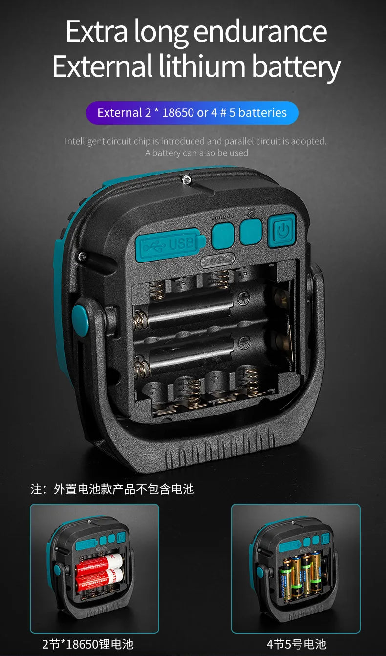 Rechargeable LED Spotlight Lantern – Magnetic Work Light for Outdoor Camping