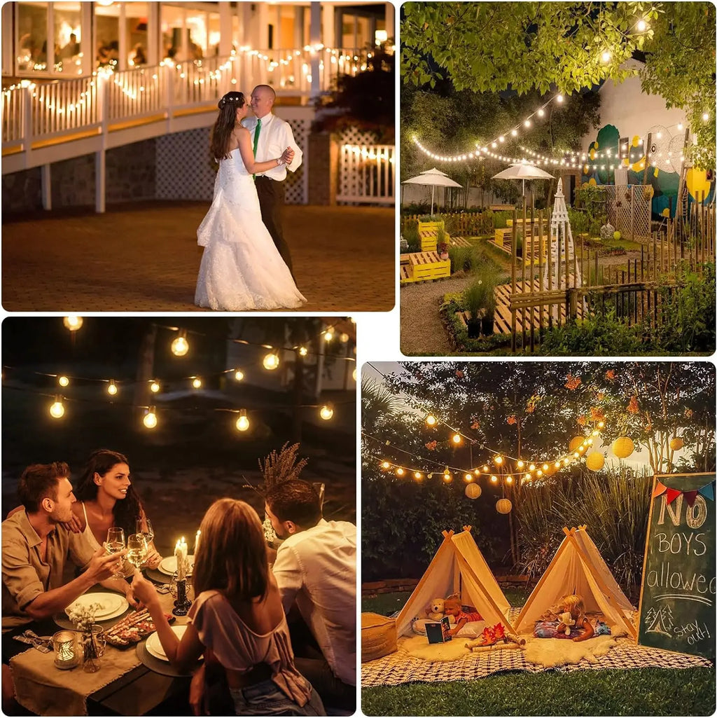 G40 Solar LED String Lights – Weatherproof Shatterproof Decor for Patio