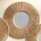 Round Hemp Rope Wall Mirror – Farmhouse Boho Decor for Bedroom and Bathroom