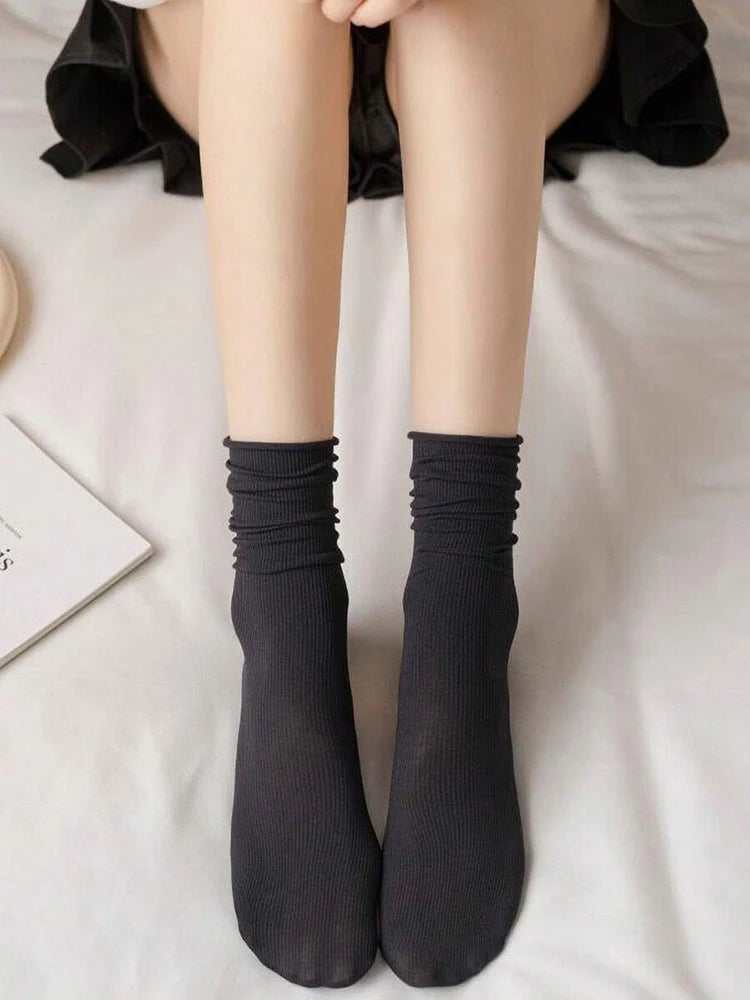 Women Mid Length Cotton Socks – Soft Breathable Casual Daily Wear