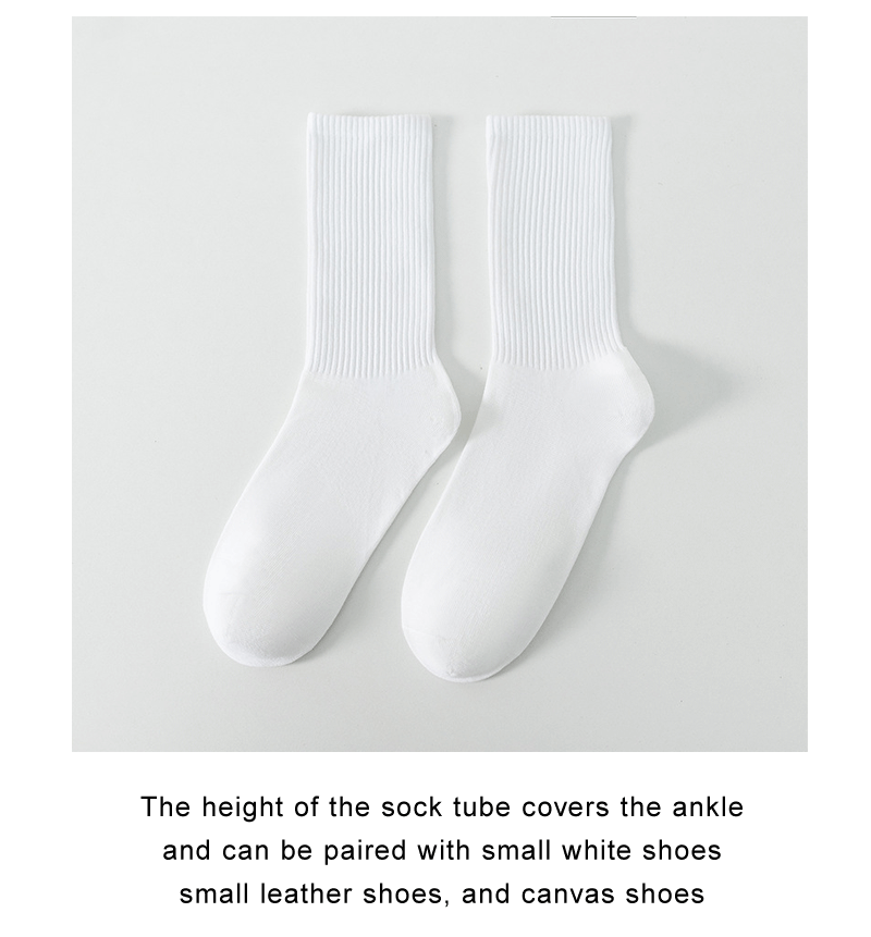 Cotton Crew Socks – Breathable Solid Color for Men Casual Streetwear