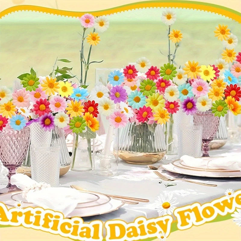 Silk Daisy Artificial Flowers – Floral Decorations for Wedding Home Decor