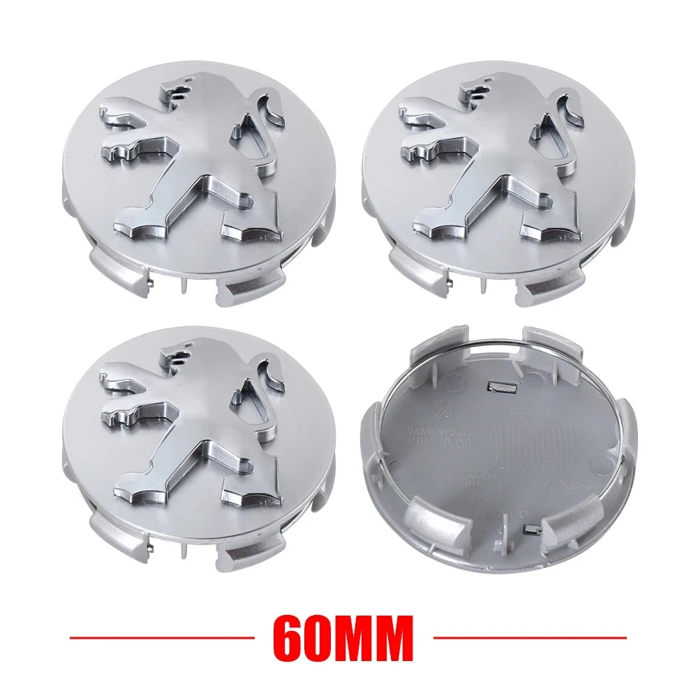 60mm Car Wheel Center Caps – Peugeot GT Logo Emblem Hub Covers for Auto Styling