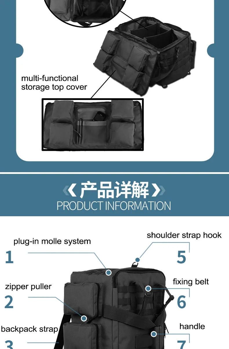 55L Tactical Duffel Backpack – Large Men's Bag for Hiking Travel and Gym