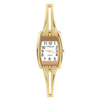 Gold Stainless Steel Wristwatch – Elegant Quartz Bracelet for Women
