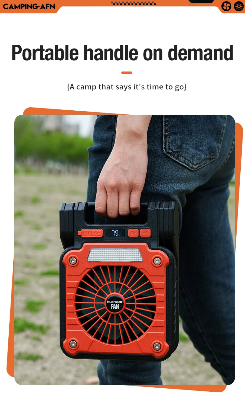 Portable LED Camping Fan – Solar USB Powered for Outdoor Tents