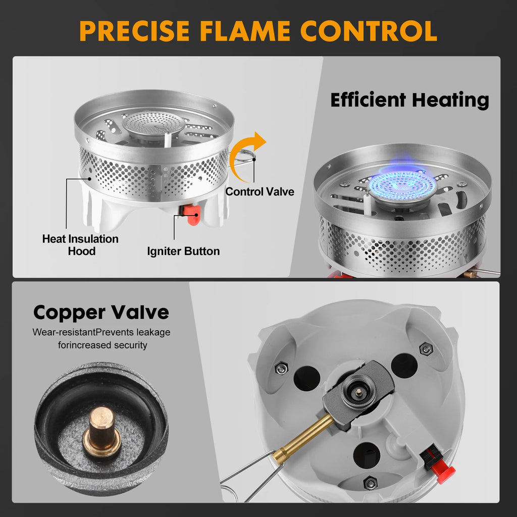 Portable Backpacking Stove – 1.4L Propane Cooking System for Camping