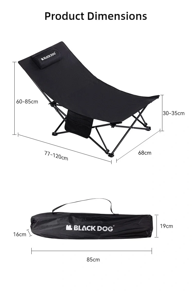 Foldable Camping Chair – Ergonomic Recliner with Pillow for Outdoor Leisure