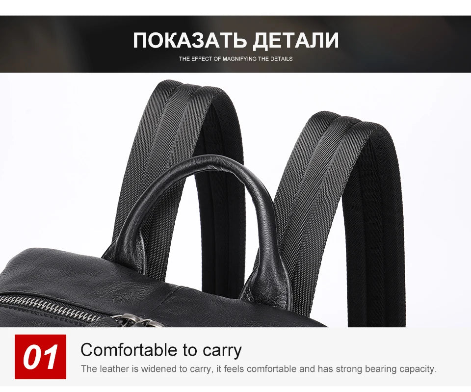 Genuine Leather Laptop Backpack – 14 Inch Business Bag for Men