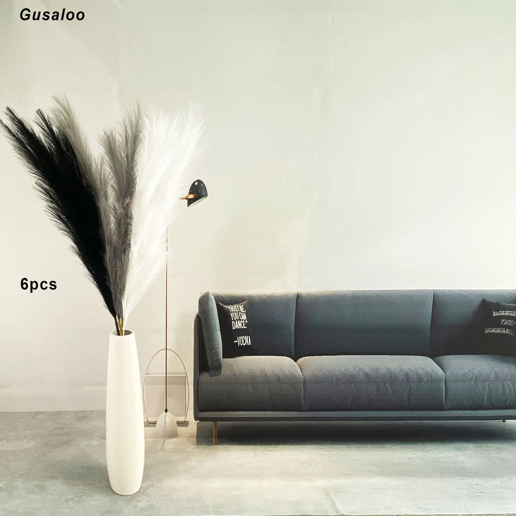 47" Faux Pampas Grass – Tall Fluffy Artificial Stems for Home Decor