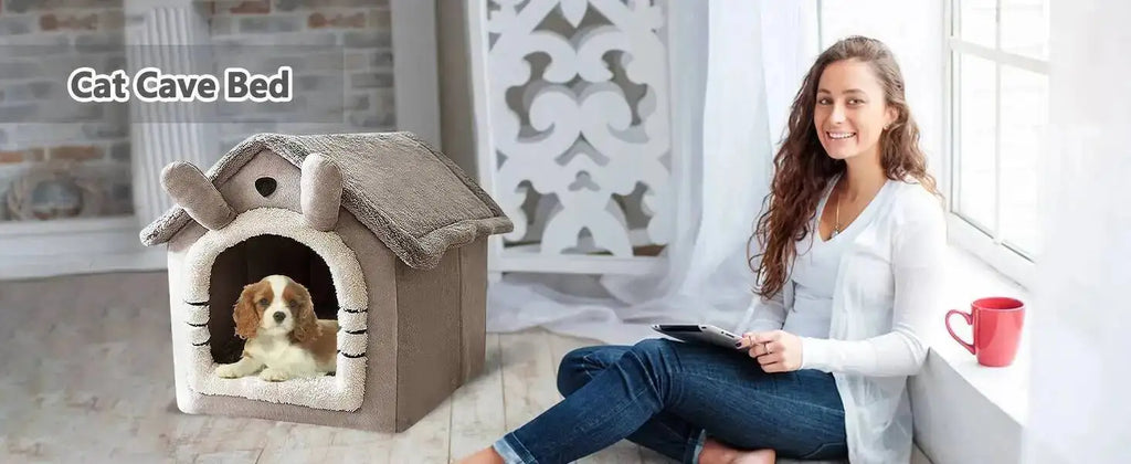 Soft Pet Bed House – Washable Enclosed Kennel for Indoor Dogs and Cats