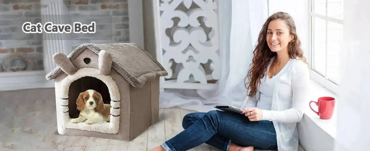 Soft Pet Bed House – Washable Enclosed Kennel for Indoor Dogs and Cats