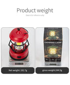 Retro LED Tent Lantern – Portable Hanging Lamp for Outdoor Camping
