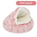 Semi-Enclosed Plush Pet Bed – Warm Winter Shell Nest for Cats and Small Dogs