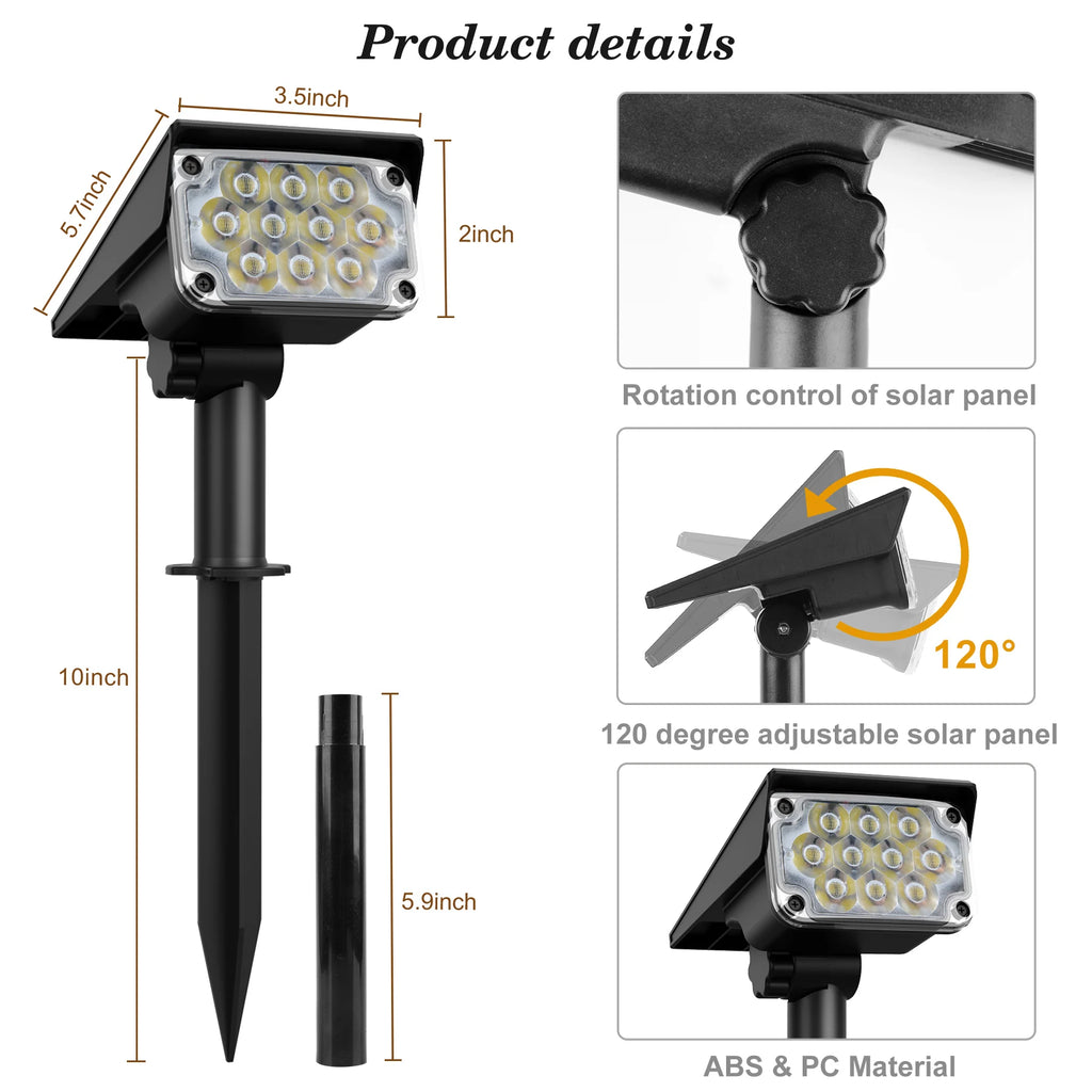 Adjustable Solar Garden Spotlights – IP65 Waterproof LED for Outdoor Lighting