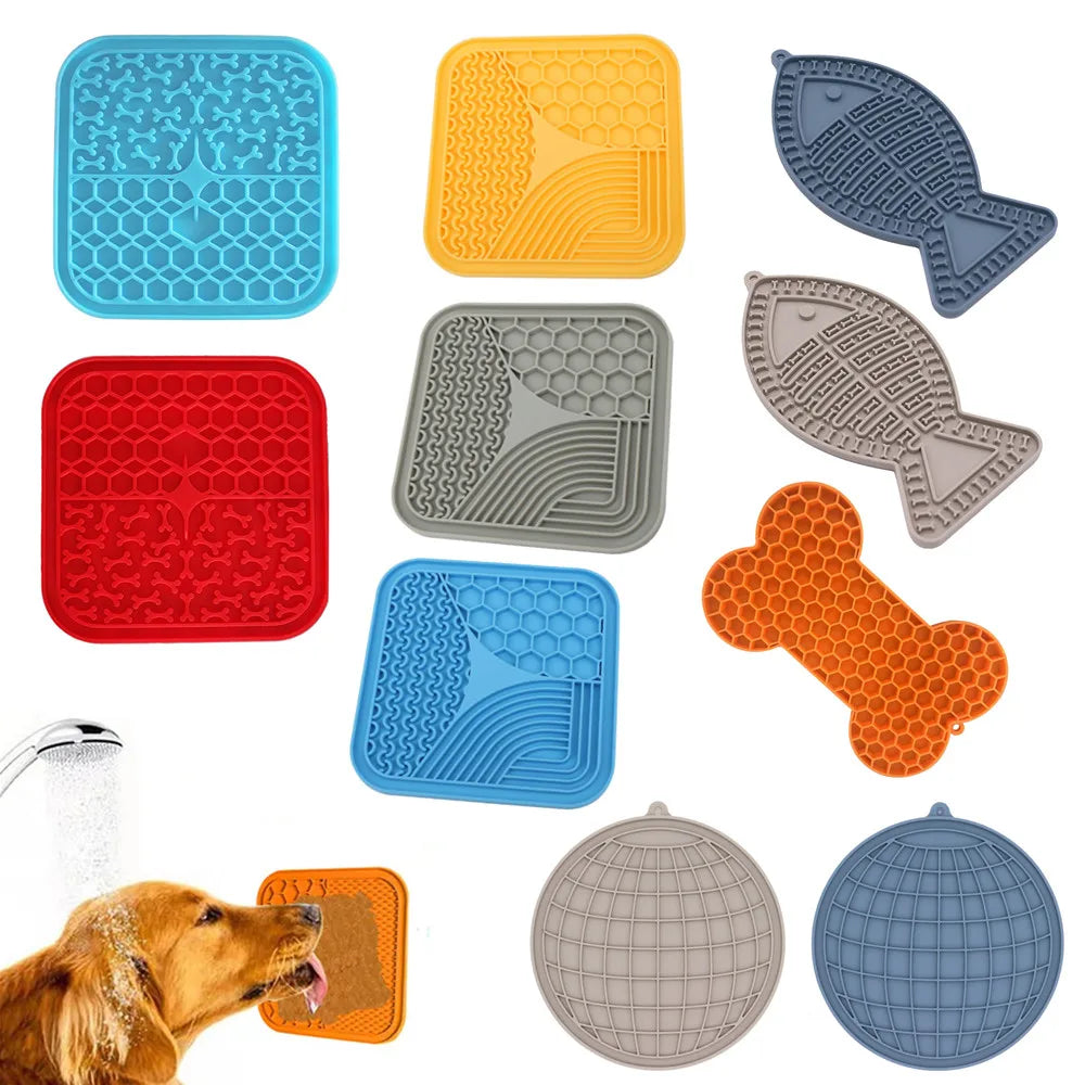 Silicone Slow Feeder Mat – Anti-Choking Pet Licking Bowl for Bath and Grooming
