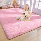 Plush Gray Area Rug – Fluffy Anti-Slip Velvet Carpet for Living Room Decor
