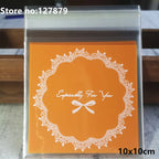 Self-Adhesive Bow-Knot Cookie Bags – 10x10cm Plastic Packaging for Parties