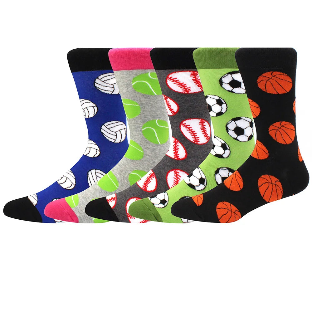 Combed Cotton Crew Socks – Novelty Patterned Casual Apparel for Men and Women