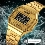 Retro LED Digital Watch – Stainless Steel Wristwatch for Men