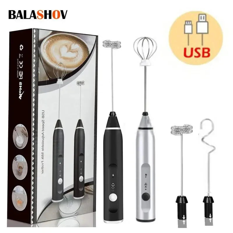 Portable Electric Milk Frother – Handheld USB Whisk for Coffee and Cappuccino