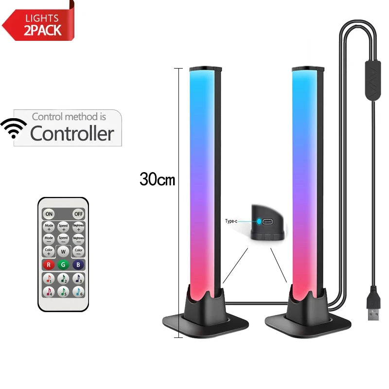 RGB LED Light Bar – Music Rhythm Sensing Desktop Lamp for Gaming Decor