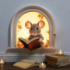 Mouse Hole Wall Sticker – Vinyl Book Lover Decal for Home Library Decor