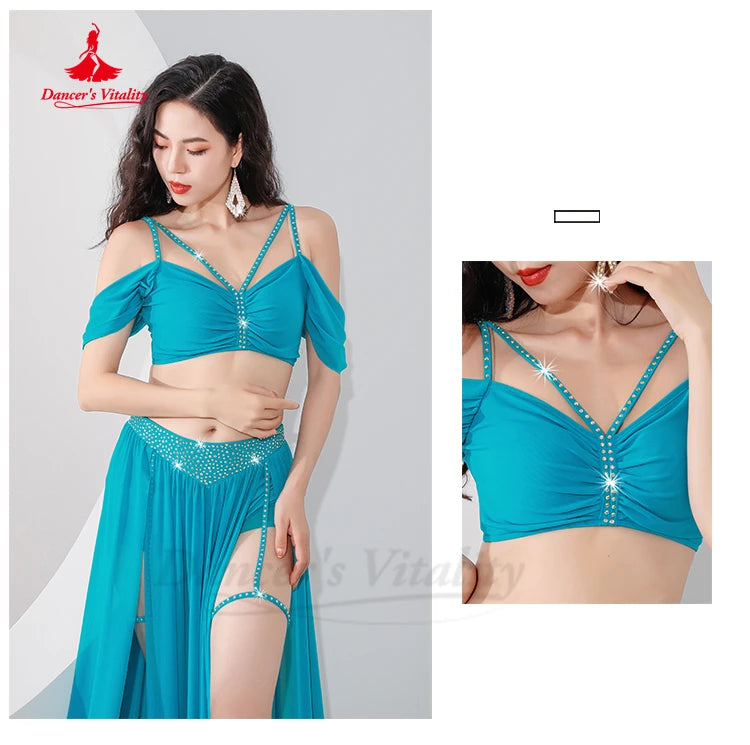 Belly Dance Professional Suit – Mesh Split Skirt Set for Oriental Performance
