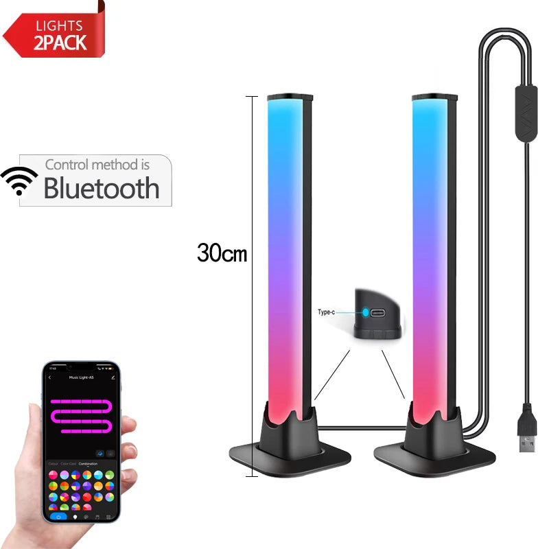 RGB LED Light Bar – Music Rhythm Sensing Desktop Lamp for Gaming Decor