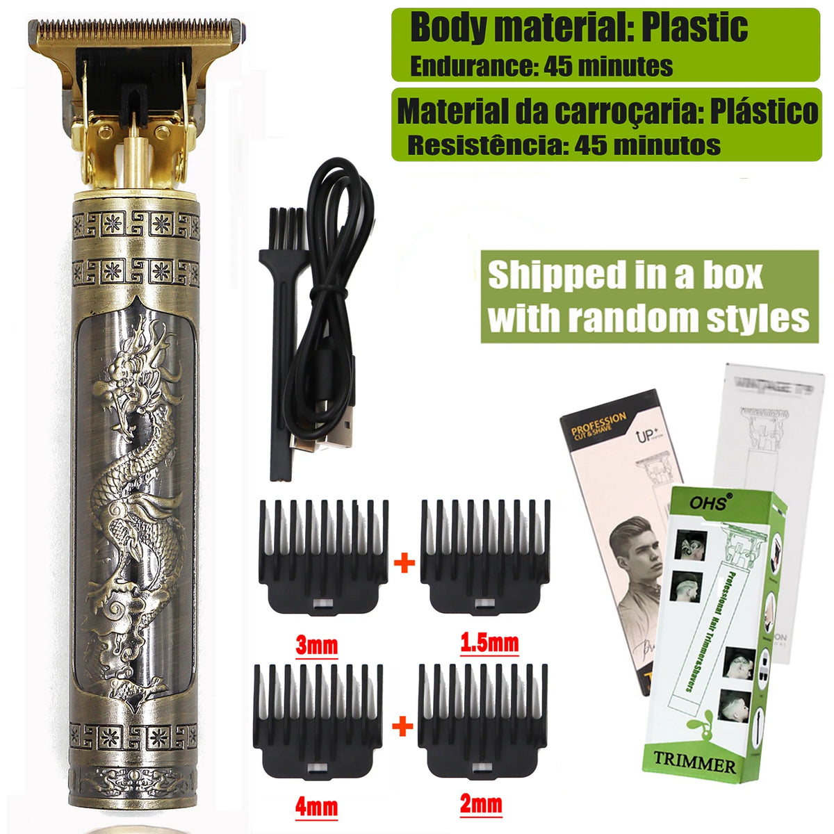 Cordless Electric Hair Trimmer – Professional Barber Shaver for Men