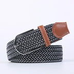 Woven Elastic Canvas Belt – Stretch Braided Buckle Strap for Casual Jeans