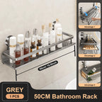 Aluminum Bathroom Shelf – No-Drill Suction Cup Organizer for Toilet Wall