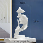 Abstract Thinker Resin Statue – Gold Silence Face Sculpture for Home Decor