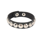 Studded Faux Leather Cuff Bracelet – Adjustable Spike Rivet Punk Cosplay