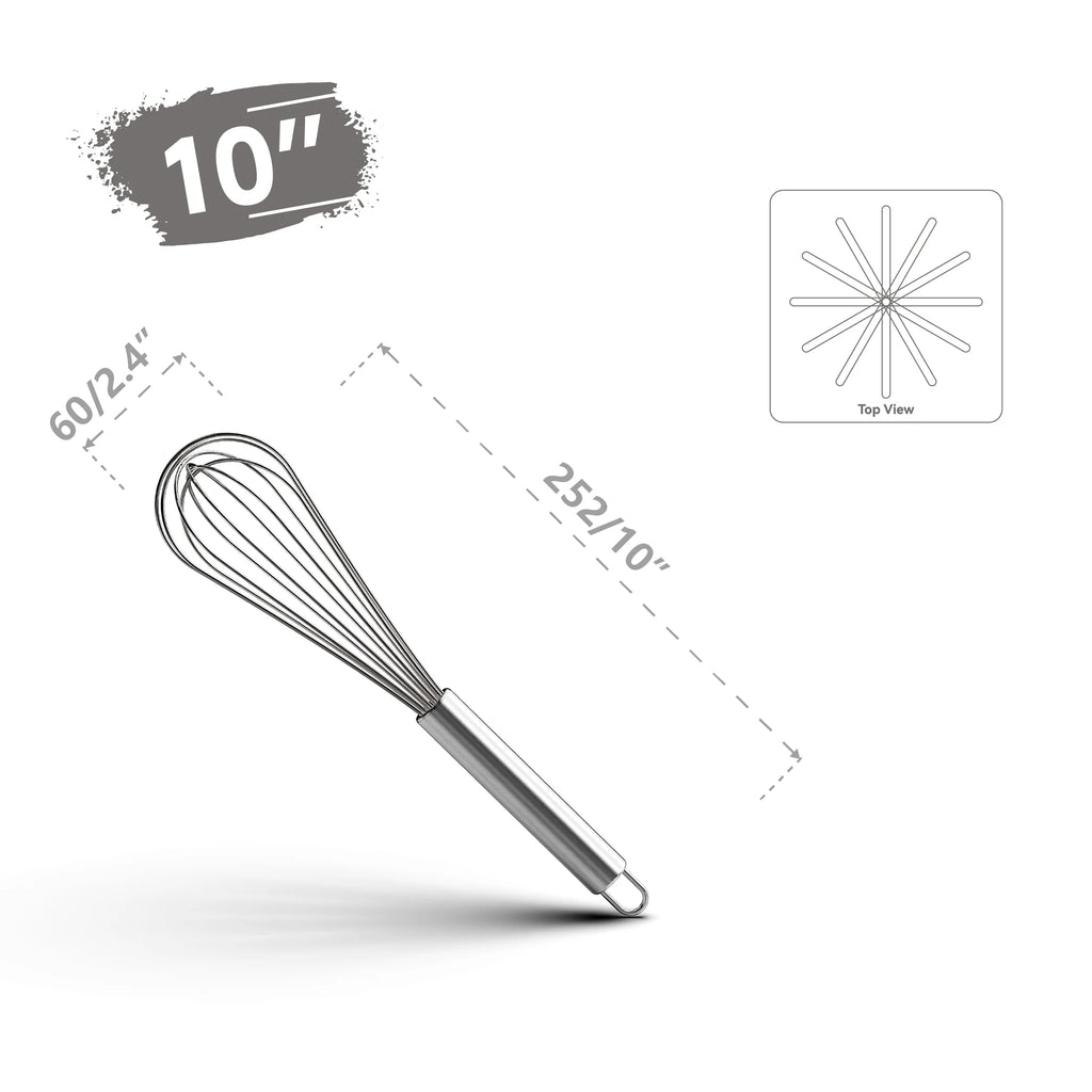 Stainless Steel Balloon Whisk – 8 10 12 Inch Wire Beater for Kitchen Cooking