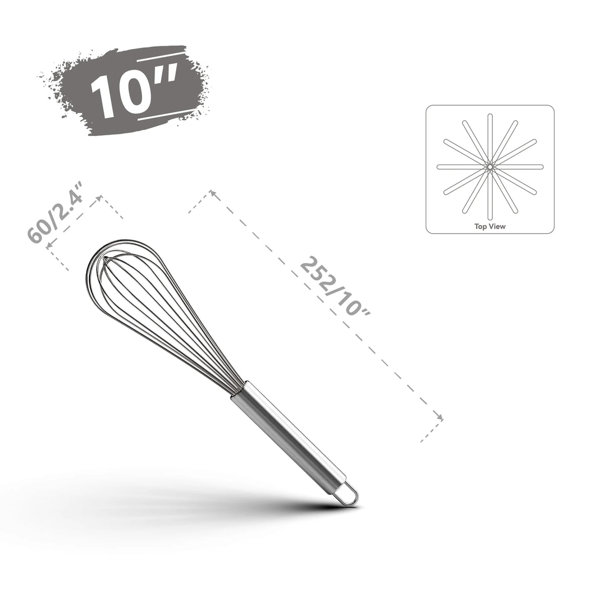 Stainless Steel Balloon Whisk – 8 10 12 Inch Wire Beater for Kitchen Cooking