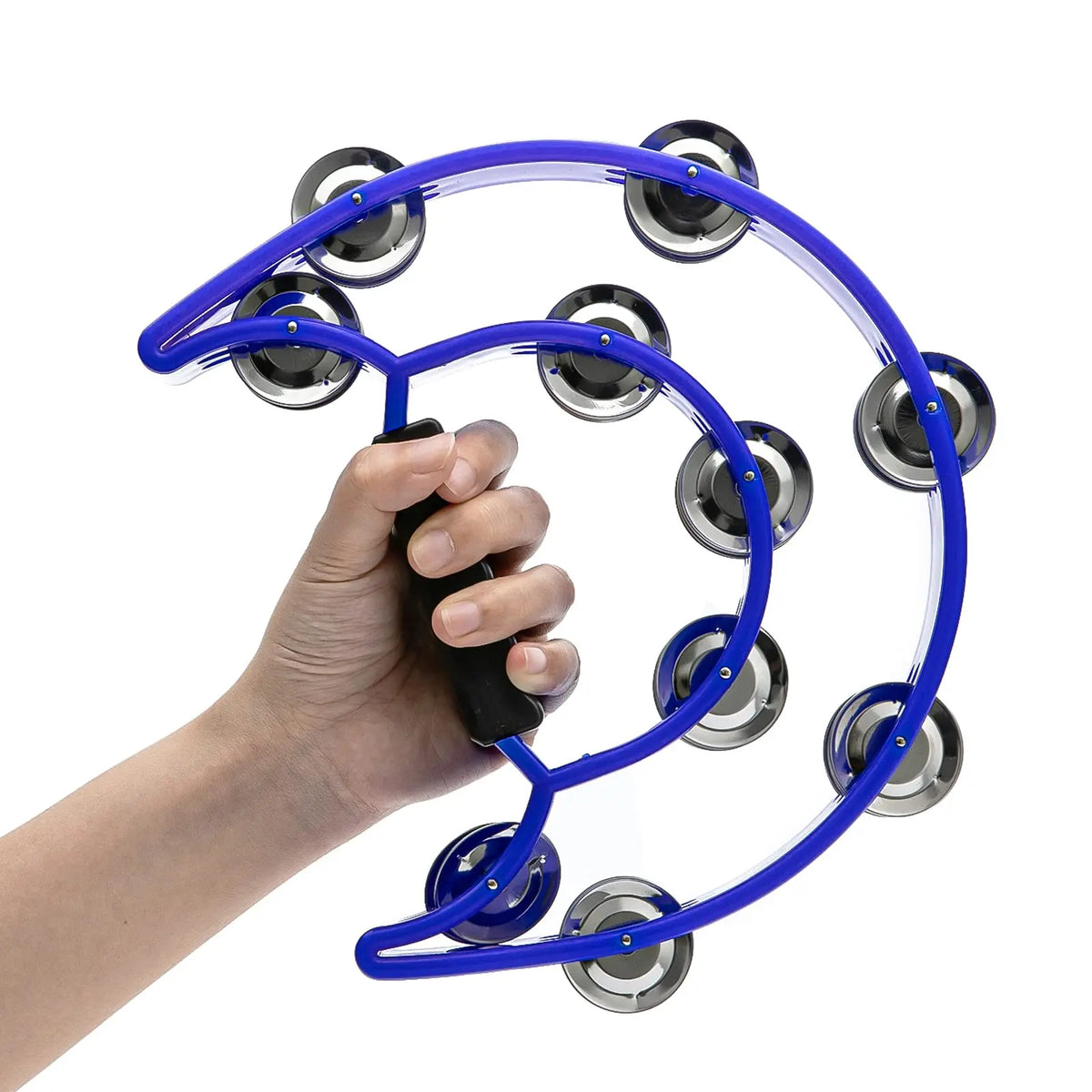 Half-Moon Tambourine – Double Row Metal Jingles for Musical Performances