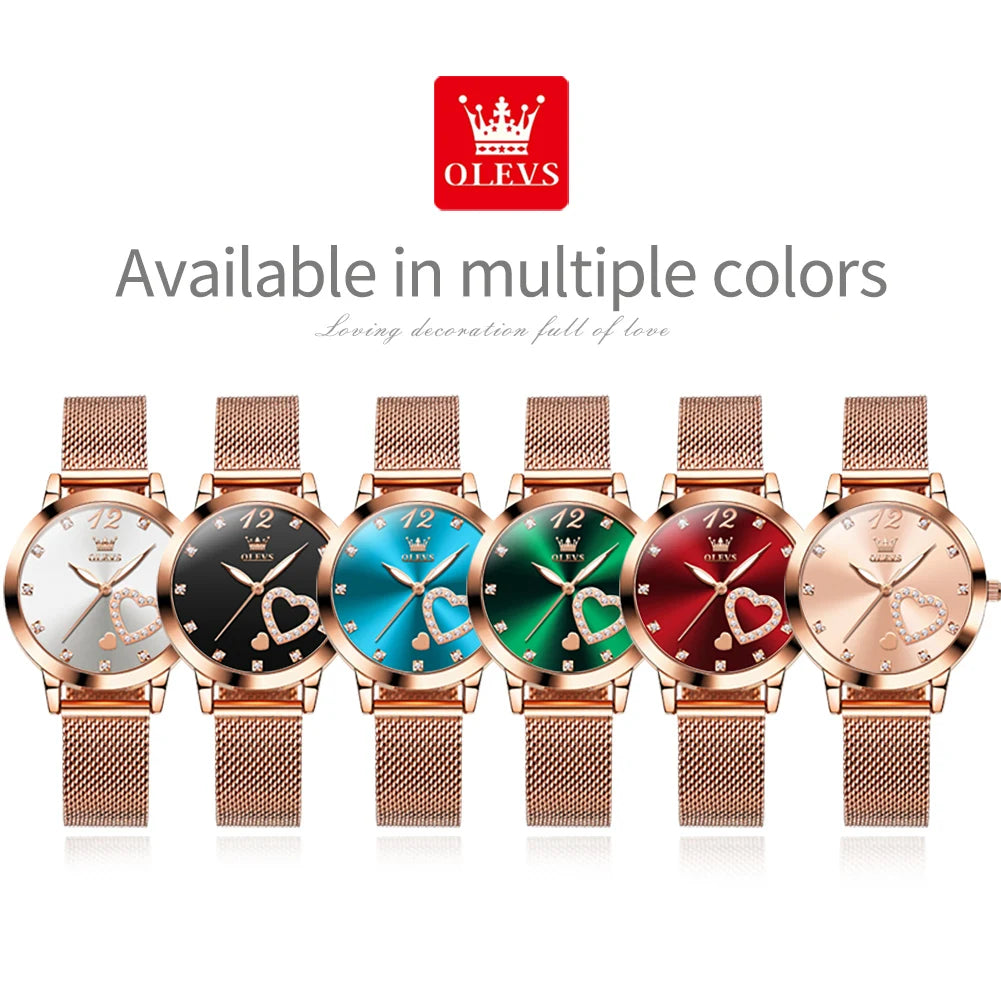 Quartz Women's Watch – Milanese Mesh Band with Diamond Accents for Daily Wear