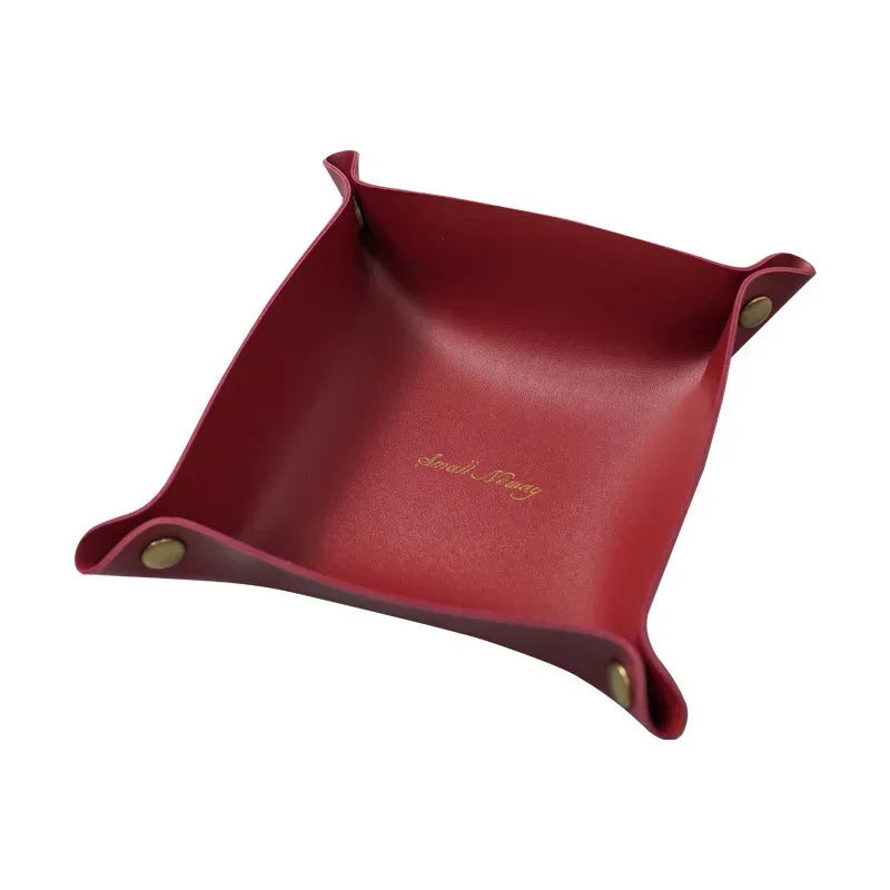 Folding Leather Storage Tray – Nordic Desktop Organizer for Jewelry and Keys