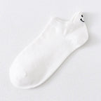 Embroidered Smiley Face Ankle Socks – Breathable Cotton for Casual Comfort