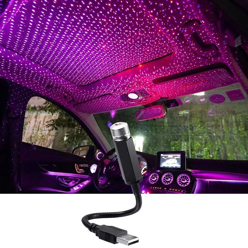 USB LED Star Projector – Adjustable Galaxy Atmosphere Lamp for Car Interior