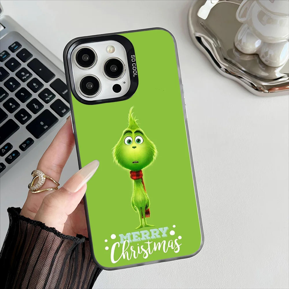 Grinch Christmas Phone Case – Plated Protective Cover for iPhone 11-16 Pro