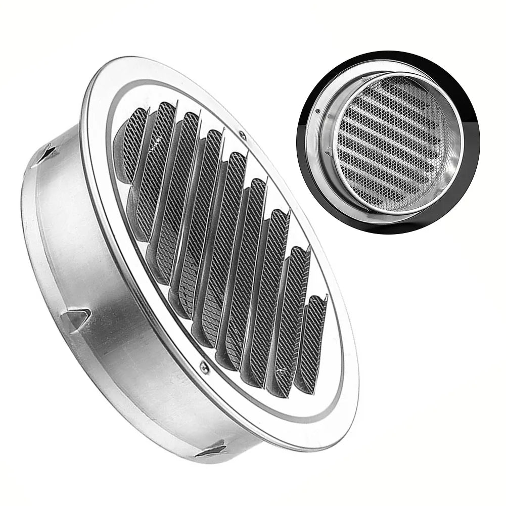 Stainless Steel Round Vent Grille – 70-300mm External Wall Duct for Ventilation