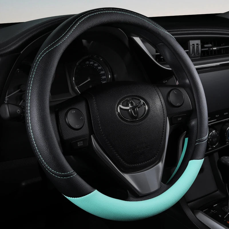 PU Leather Steering Wheel Cover – Non-Slip Grip for Universal Car Interior