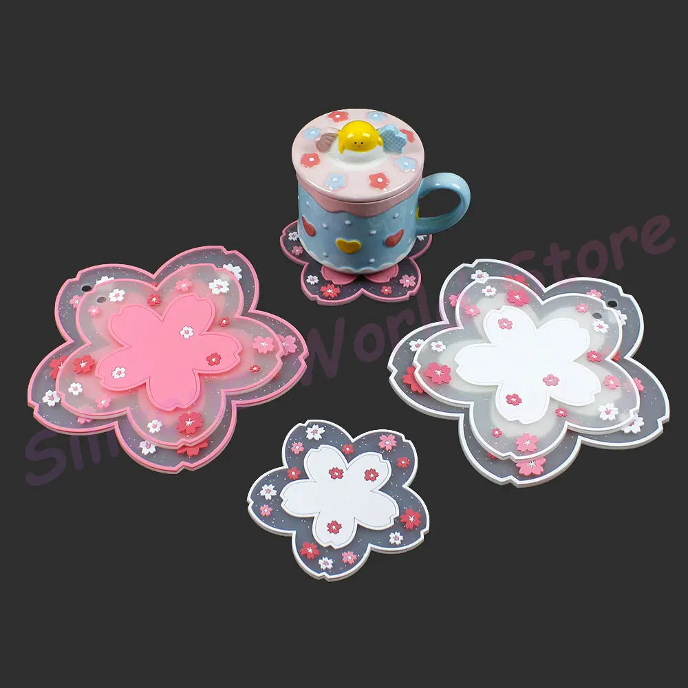 Sakura Daisy Silicone Coaster – Heat Resistant Placemat for Dining Tables