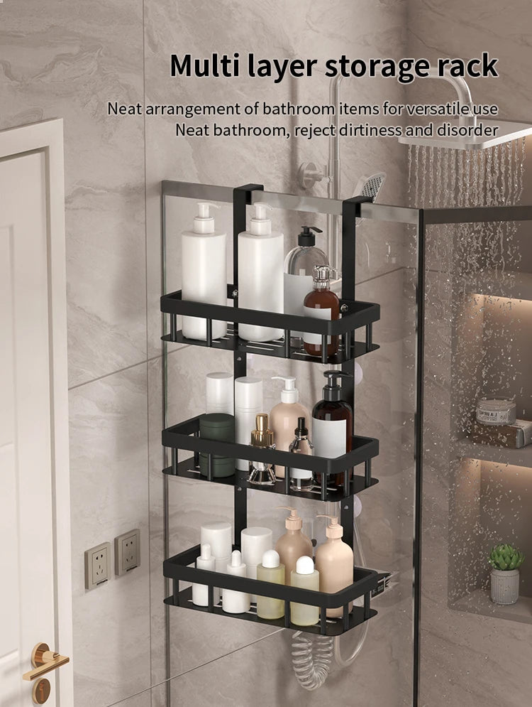 Three-Layer Wall Mounted Bathroom Rack – Shower Storage Organizer