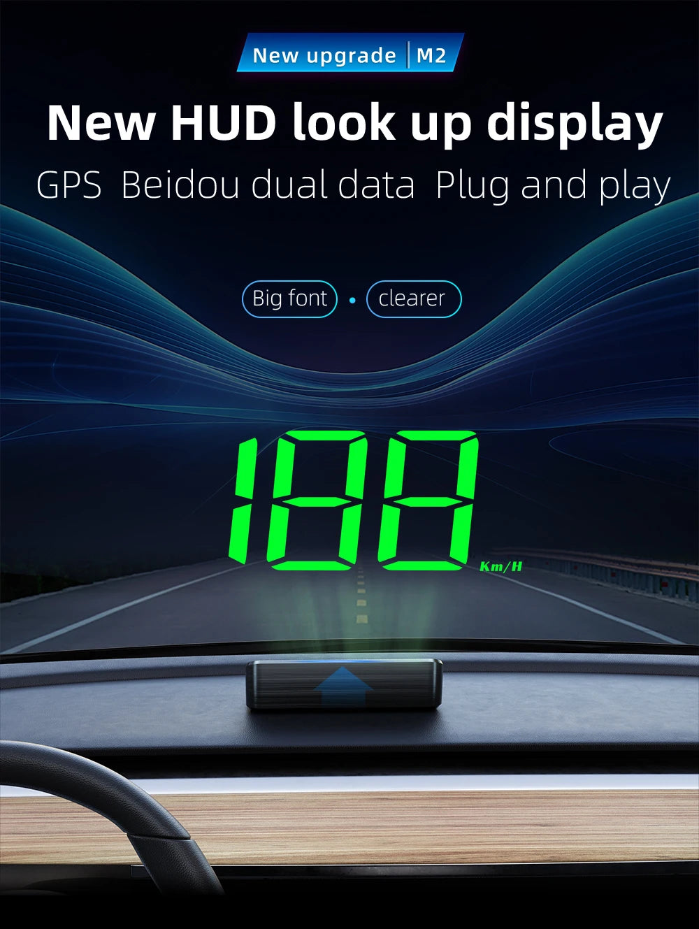 GPS Digital Head Up Display – Windshield Speedometer for Universal Auto