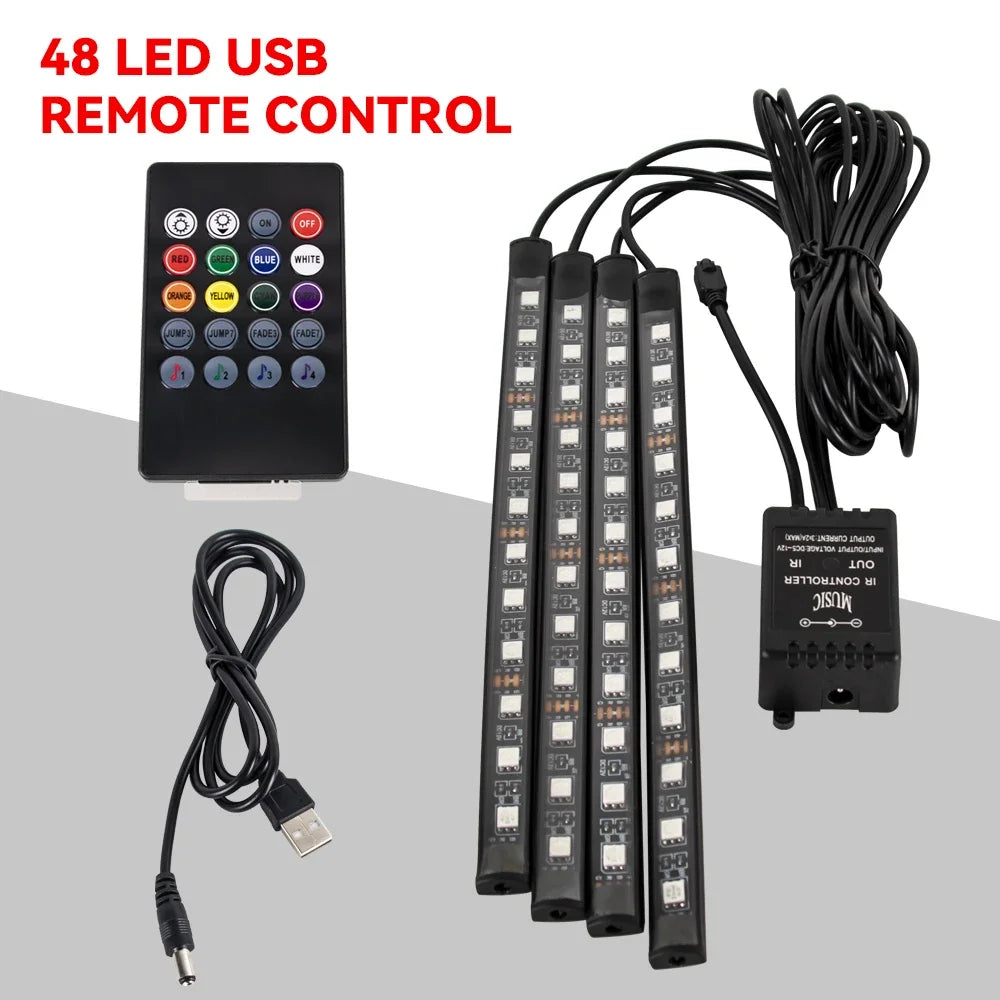 RGB LED Car Interior Light – Wireless Music Control for Auto Atmosphere