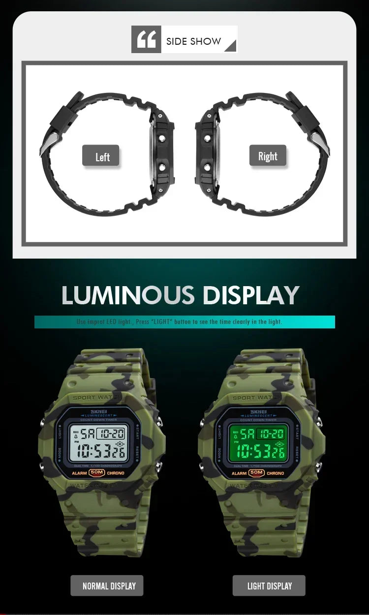 Digital Sport Watch – Multifunctional Retro Timepiece for Men